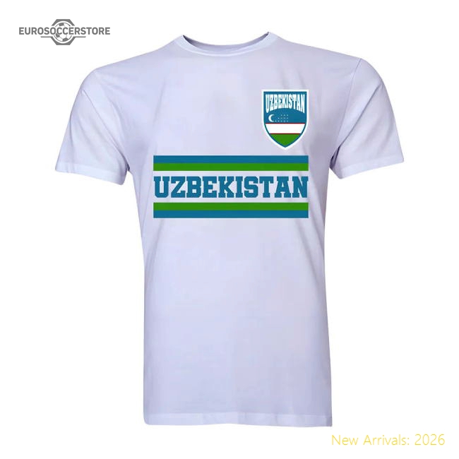 Uzbekistan Core Football Country T-Shirt (White)-Football Shirts Shop