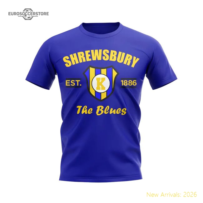 Shrewsbury Established Football T-Shirt (Blue)-Football Shirts Shop