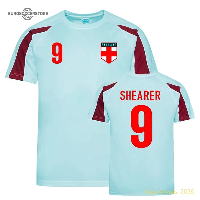 Alan Shearer England Sports Training Jersey (White-Red)-Football Shirts Shop