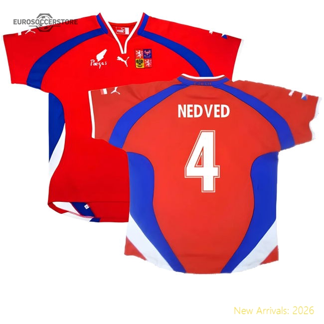 Czech Republic 2000-02 Home Shirt ((Very Good) XL) (Nedved 4)-Football Shirts Shop
