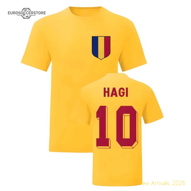 Gheorghe Hagi Romania National Hero Tee (Yellow)-Football Shirts Shop