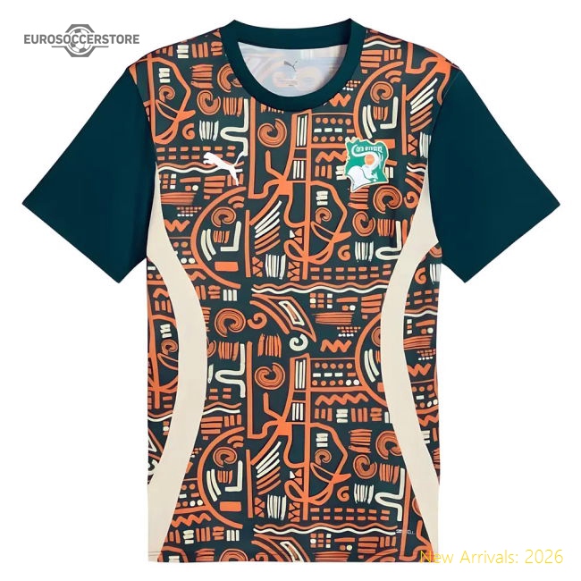 2024-2025 Ivory Coast Prematch SS Jersey (Dark Myrtle)-Football Shirts Shop