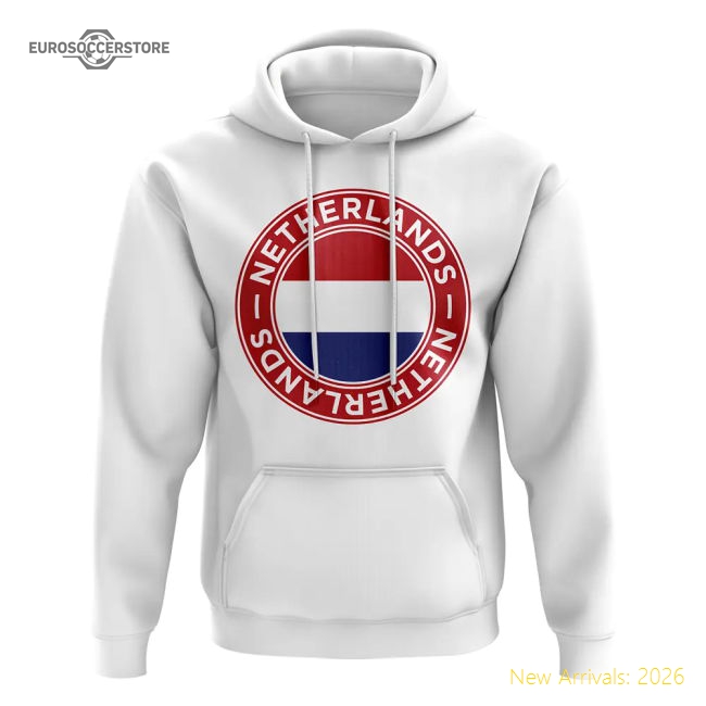 Netherlands Football Badge Hoodie (White)-Football Shirts Shop