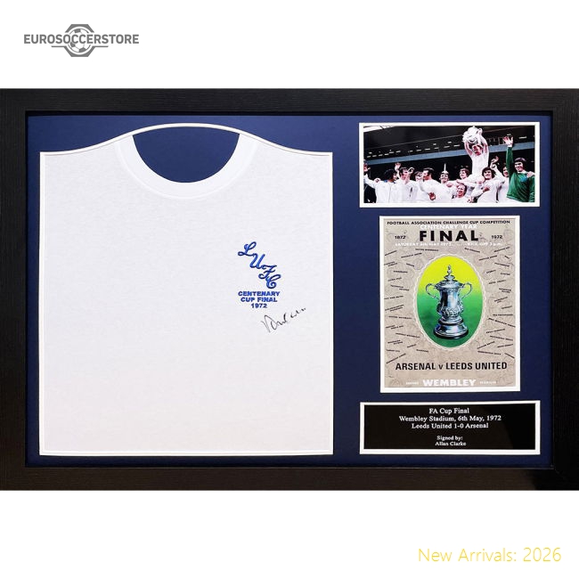 Leeds United FC 1972 Clarke Signed Shirt (Framed)-Football Shirts Shop