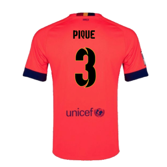 Barcelona 2014-15 Away Shirt ((Excellent) L) (Pique 3)-Football Shirts Shop