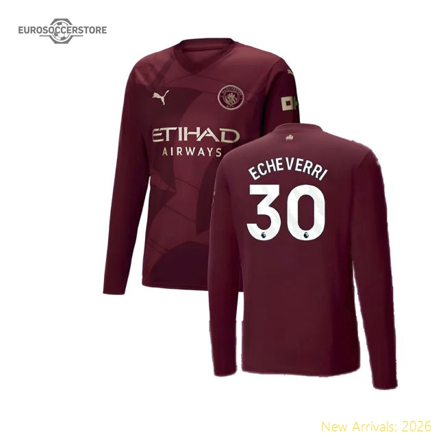 2024-2025 Man City Third Long Sleeve Shirt (Echeverri 30)-Football Shirts Shop