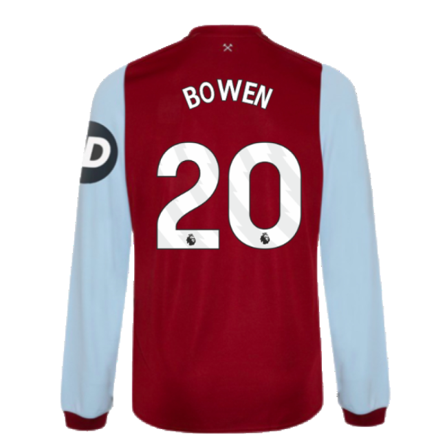 2023-2024 West Ham Long Sleeve Home Shirt (BOWEN 20)-Football Shirts Shop
