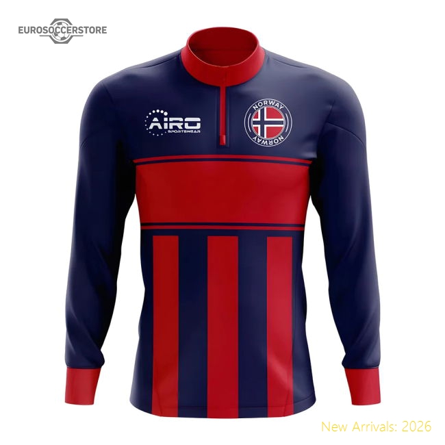 Norway Concept Football Half Zip Midlayer Top (Blue-Red)-Football Shirts Shop