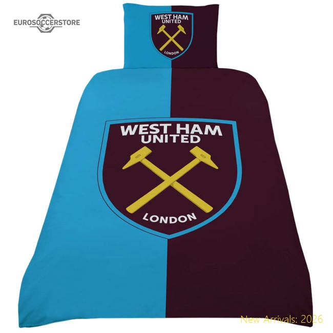West Ham United FC Colour Split Single Duvet Set-Football Shirts Shop