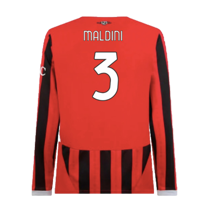 2024-2025 AC Milan Home Long Sleeve Shirt (Maldini 3)-Football Shirts Shop