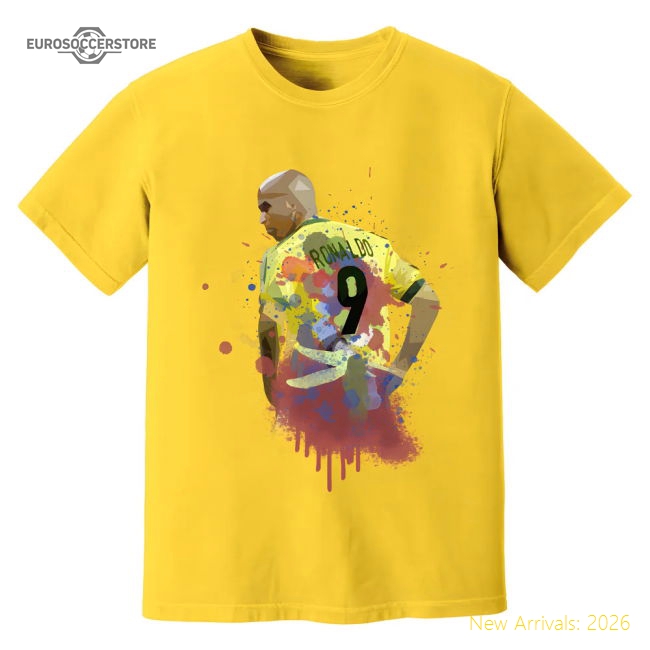 Ronaldo Brazil Art T-Shirt (Yellow)-Football Shirts Shop