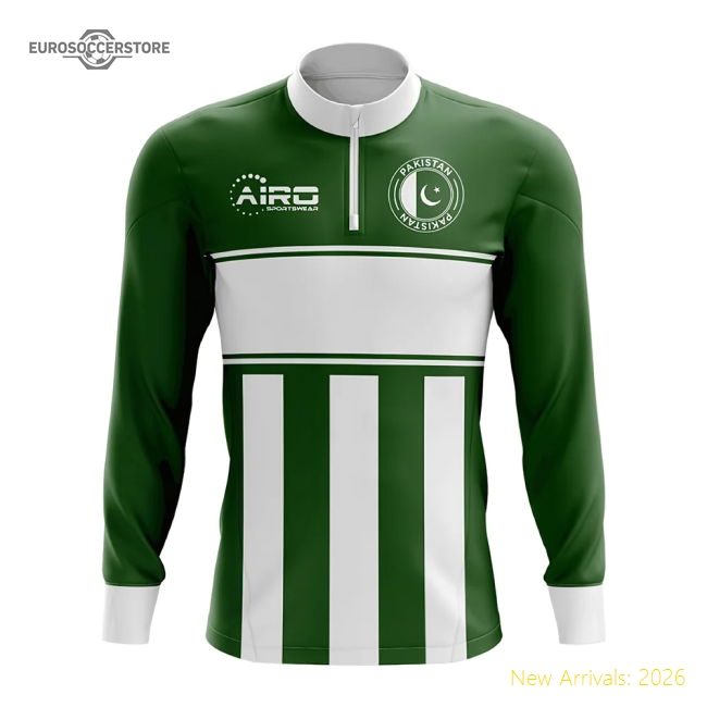 Pakistan Concept Football Half Zip Midlayer Top (Green-White)-Football Shirts Shop