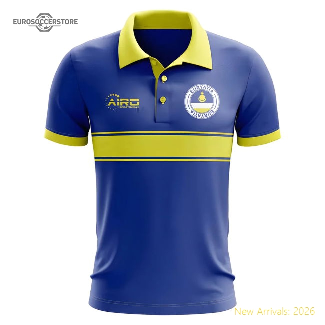 Buryatia Concept Stripe Polo Shirt (Blue)-Football Shirts Shop
