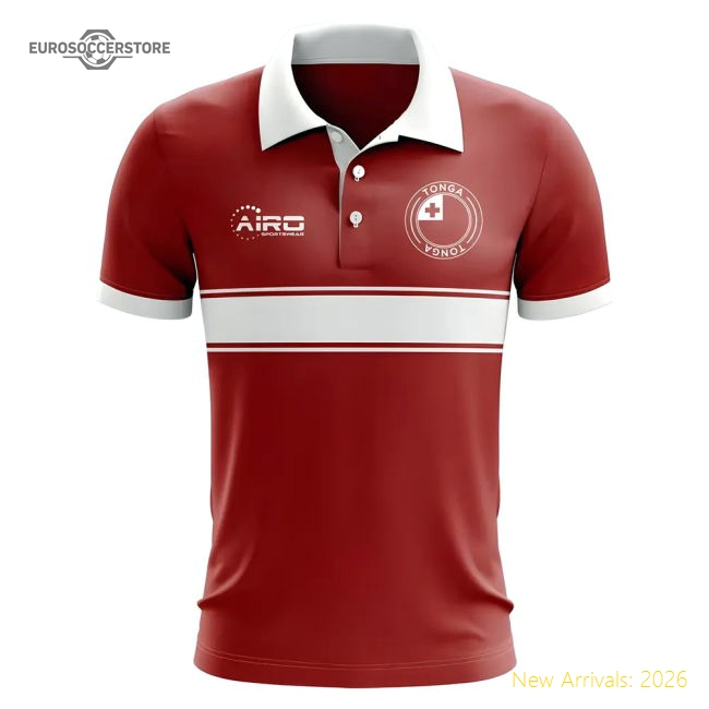 Tonga Concept Stripe Polo Shirt (Red)-Football Shirts Shop