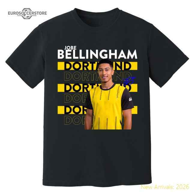 Jobe Bellingham Dortmund New Signing T-Shirt (Black)-Football Shirts Shop