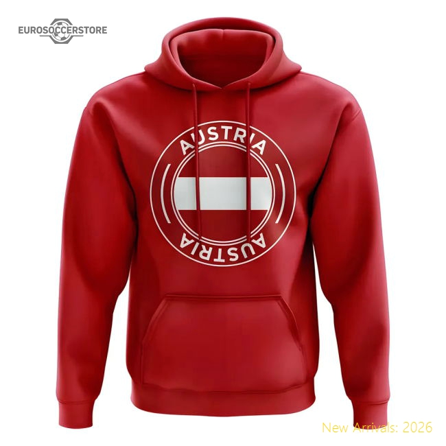 Austria Football Badge Hoodie (Red)-Football Shirts Shop