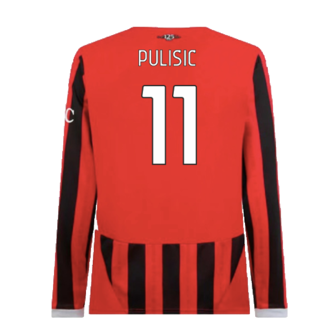 2024-2025 AC Milan Home Long Sleeve Shirt (Pulisic 11)-Football Shirts Shop
