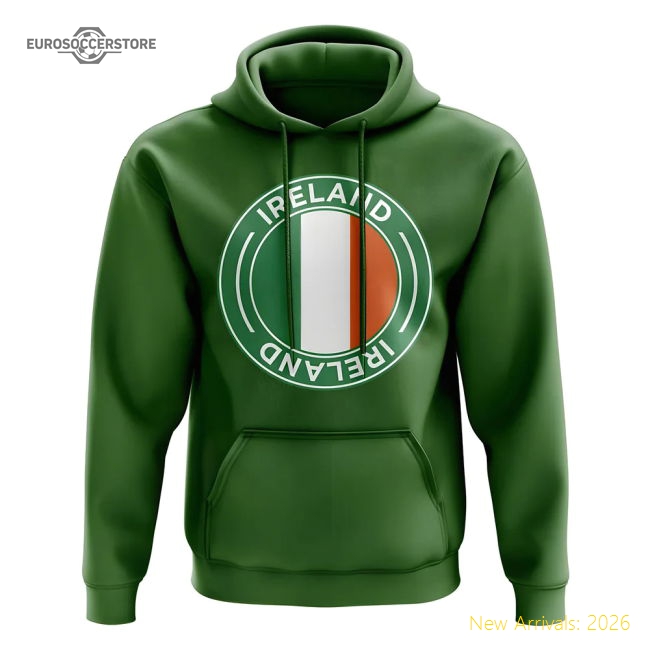 Ireland Football Badge Hoodie (Green)-Football Shirts Shop