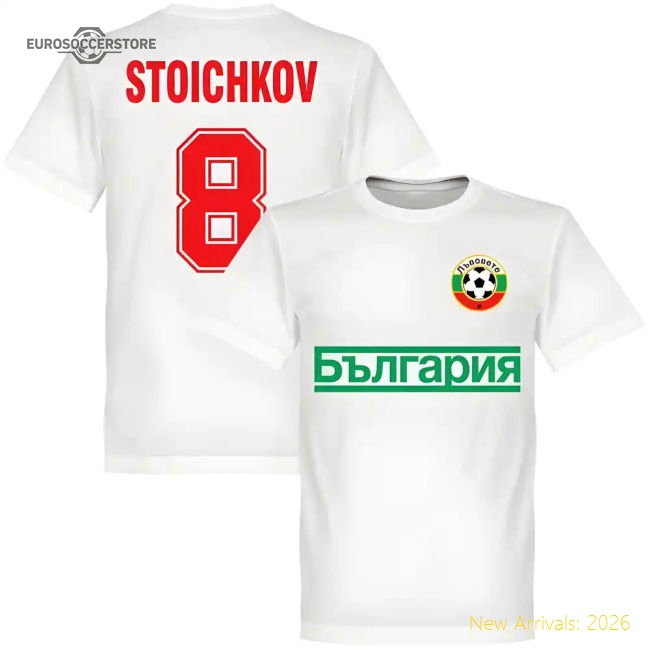 Bulgaria Stoichkov No.8 Team T-shirt - White-Football Shirts Shop