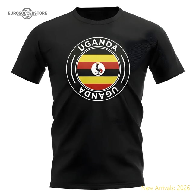 Uganda Football Badge T-Shirt (Black)-Football Shirts Shop