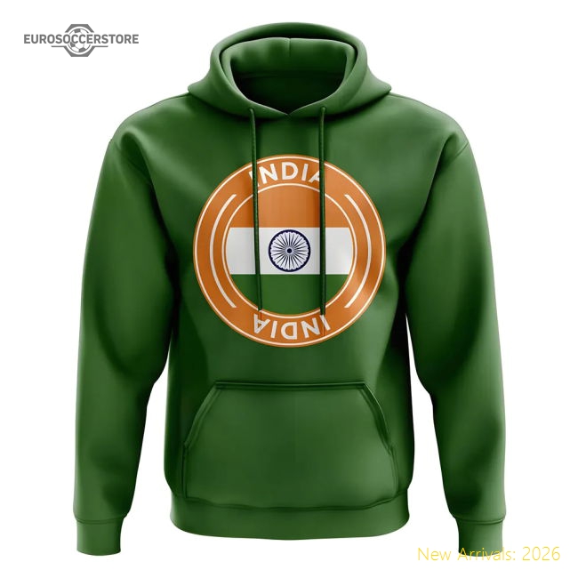 India Football Badge Hoodie (Green)-Football Shirts Shop