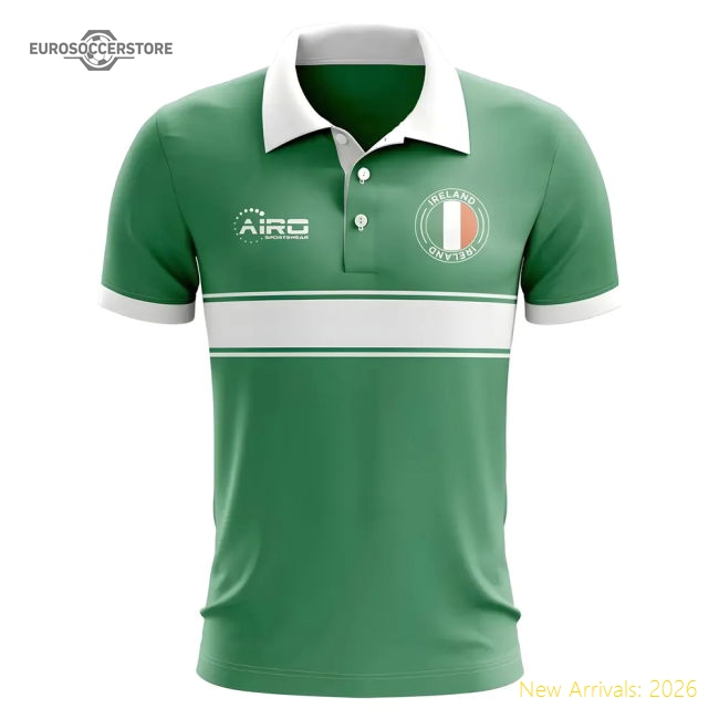 Ireland Concept Stripe Polo Shirt (Green)-Football Shirts Shop