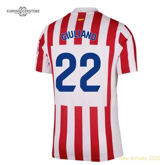 2025-2026 Atletico Madrid Home Authentic Shirt (Giuliano 22)-Football Shirts Shop