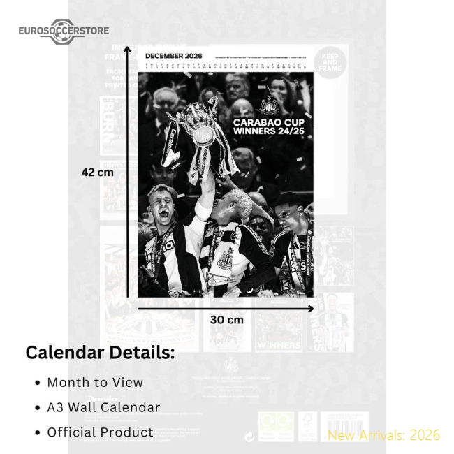 Newcastle United FC Deluxe Calendar 2026-Football Shirts Shop