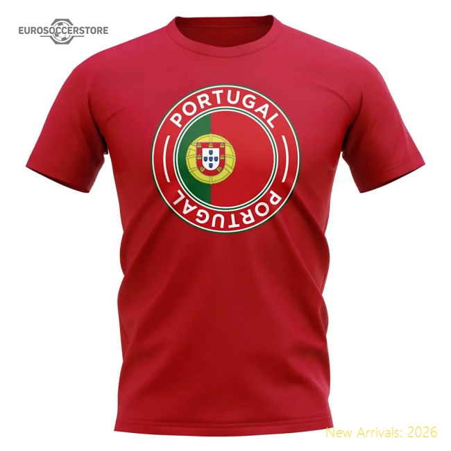 Portugal Football Badge T-Shirt (Red)-Football Shirts Shop