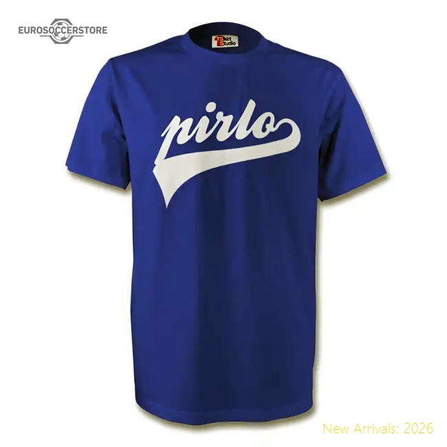 Andrea Pirlo Italy Signature Tee (blue)-Football Shirts Shop