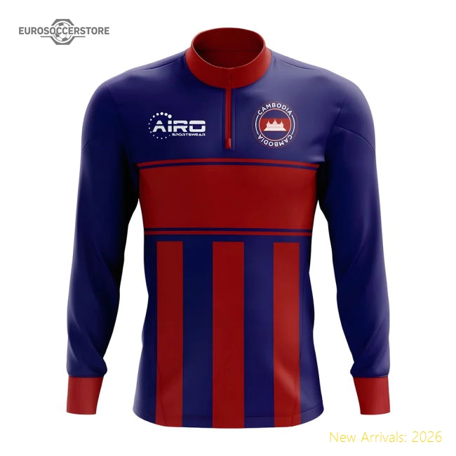 Cambodia Concept Football Half Zip Midlayer Top (Blue-Red)-Football Shirts Shop