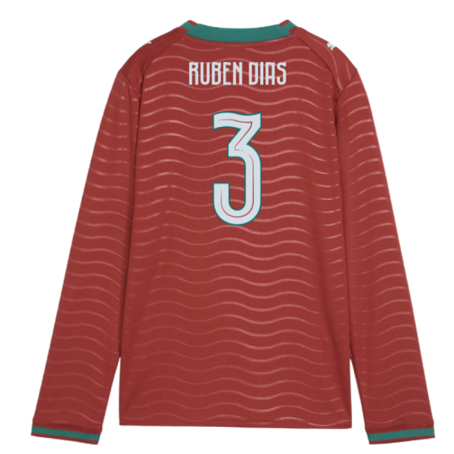 2026-2027 Portugal Long Sleeve Home Shirt (Kids) (Ruben Dias 3)-Football Shirts Shop
