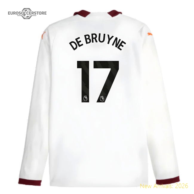 2023-2024 Man City Long Sleeve Away Shirt (DE BRUYNE 17)-Football Shirts Shop