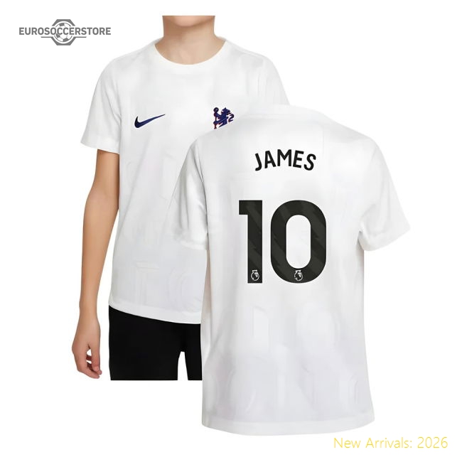 2025-2026 Chelsea Pre-Match Shirt (White) - Kids (James 10)-Football Shirts Shop