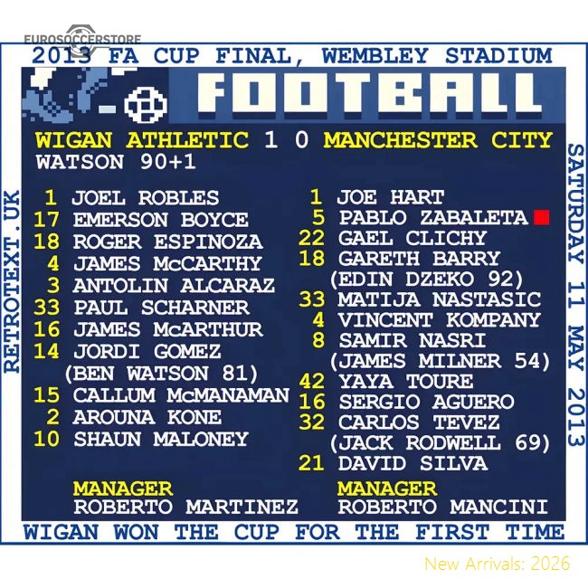 2013 FA Cup Final (Wigan Athletic) Retrotext T-shirt - White-Football Shirts Shop