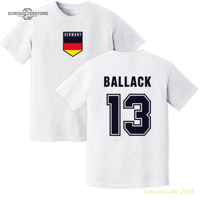Ballack Germany Training Jersey (White)-Football Shirts Shop