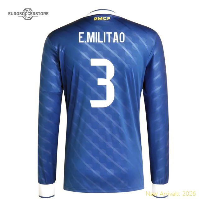 2025-2026 Real Madrid Long Sleeve Third Shirt (E.Militao 3)-Football Shirts Shop
