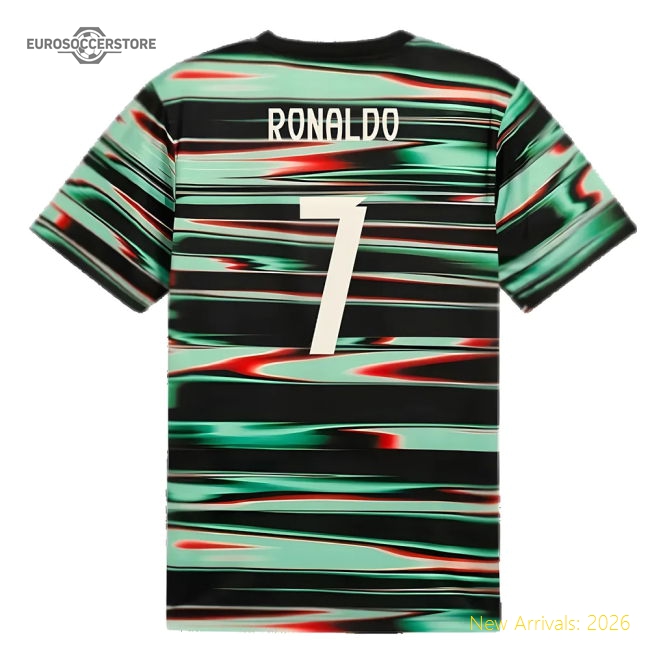 2025-2026 Portugal Prematch SS Jersey (Black) (Ronaldo 7)-Football Shirts Shop