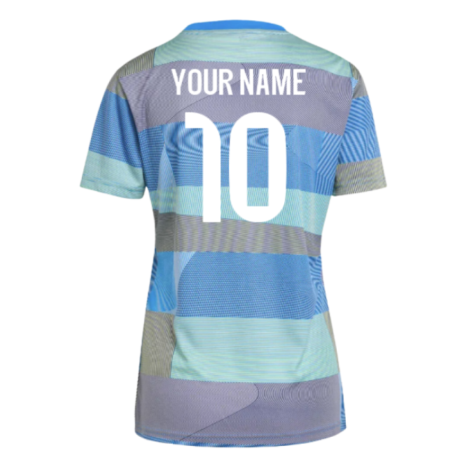2025-2026 Real Madrid Pre-Match Shirt (Bluebird) - Womens (Your Name)-Football Shirts Shop