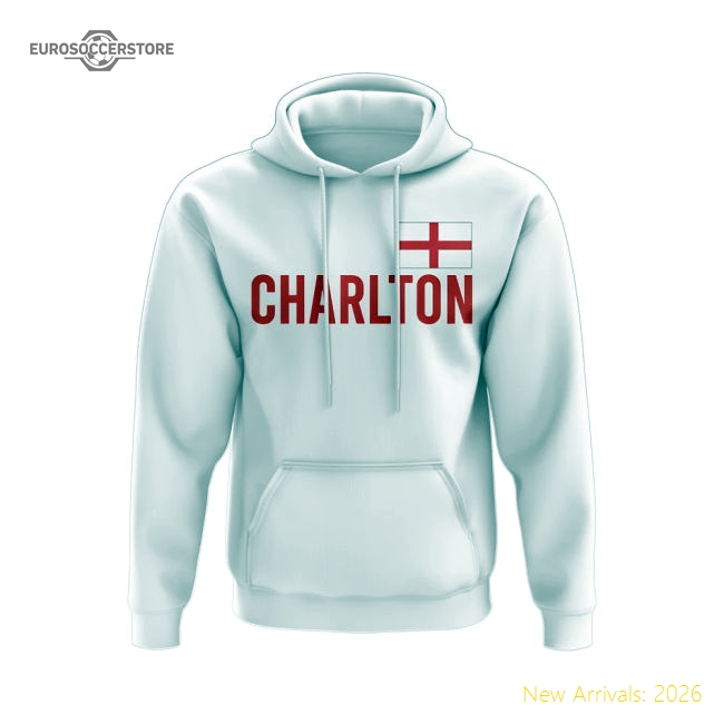 Bobby Charlton England Name Hoody (White)-Football Shirts Shop