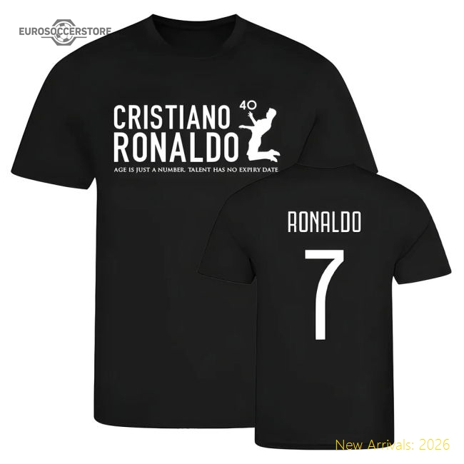 Cristiano Ronaldo at 40 Juventus T-Shirt #7 (Black)-Football Shirts Shop