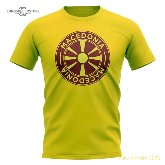 Macedonia Football Badge T-Shirt (Yellow)-Football Shirts Shop