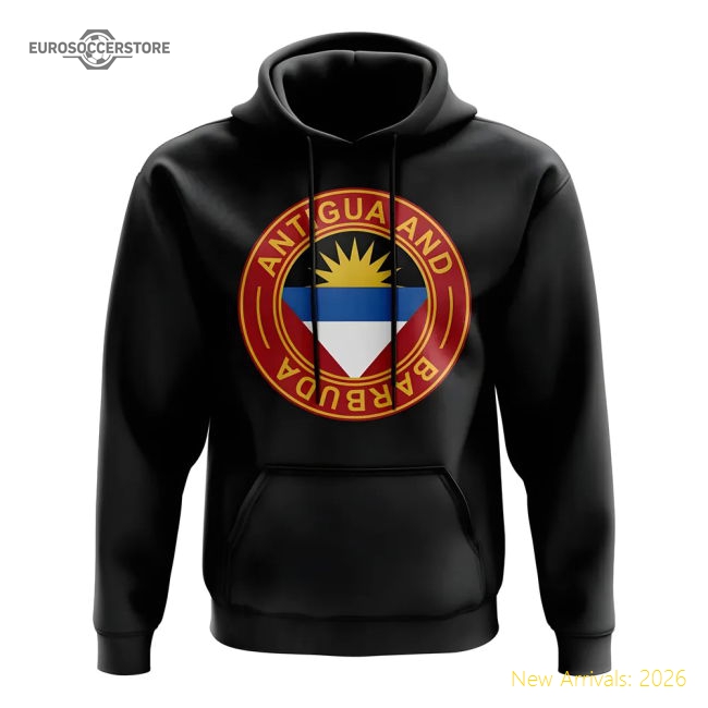 Antigua and Barbuda Football Badge Hoodie (Black)-Football Shirts Shop