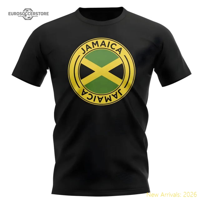 Jamaica Football Badge T-Shirt (Black)-Football Shirts Shop