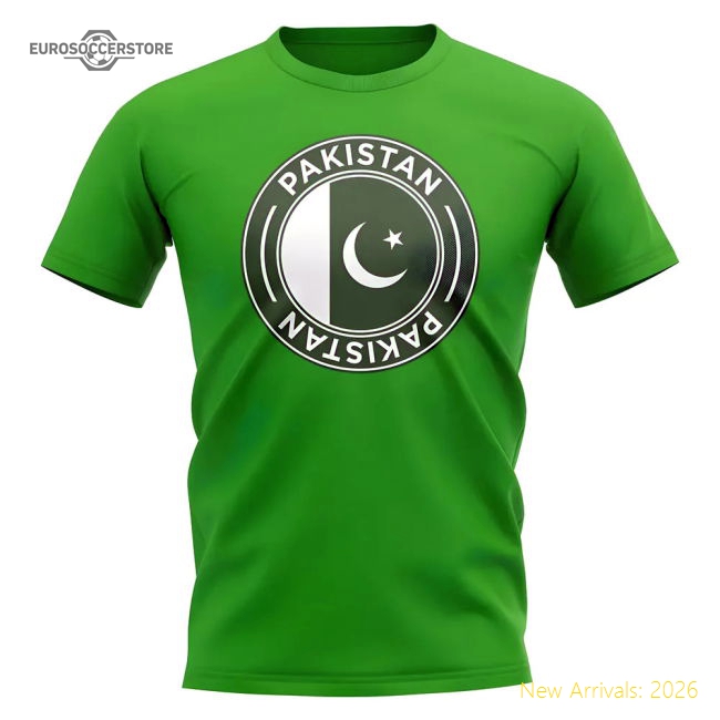 Pakistan Football Badge T-Shirt (Green)-Football Shirts Shop