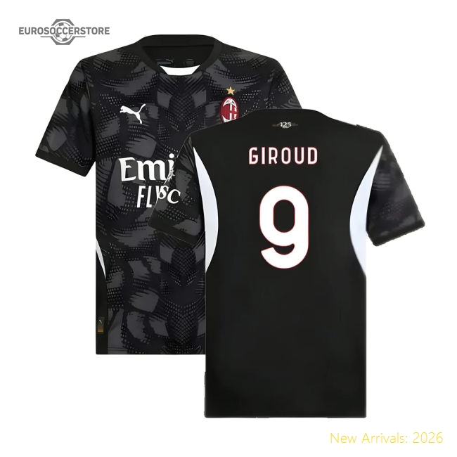 2024-2025 AC Milan Home Goalkeeper Shirt (Black) (GIROUD 9)-Football Shirts Shop