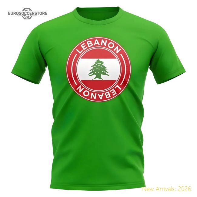 Lebanon Football Badge T-Shirt (Green)-Football Shirts Shop