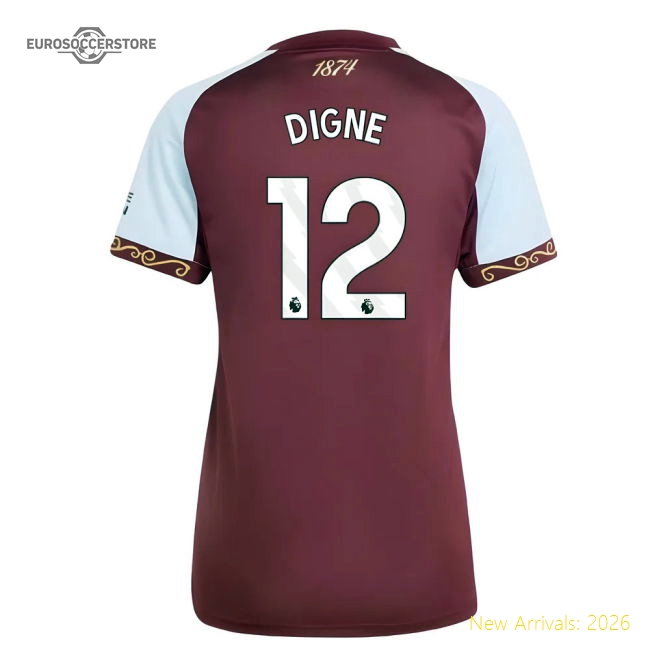 2025-2026 Aston Villa Home Shirt (Womens) (Digne 12)-Football Shirts Shop