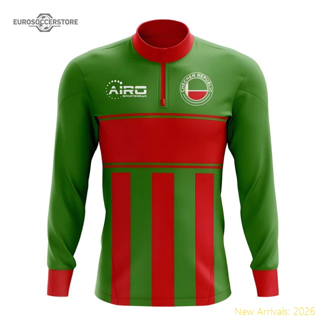 Chechen Republic Concept Football Half Zip Midlayer Top (Green-Red)-Football Shirts Shop