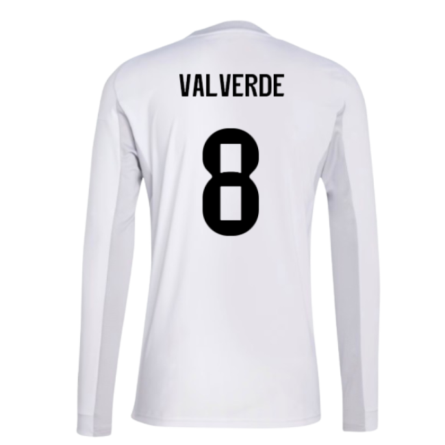 2025-2026 Real Madrid Long Sleeve Home Shirt (Valverde 8)-Football Shirts Shop